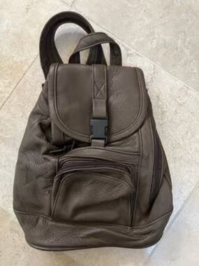 Brown-colored Leather Backpack